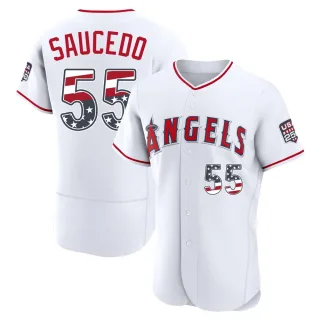 Authentic Men's Tayler Saucedo Los Angeles Angels USA 250 Fourth Of July Home Jersey - White