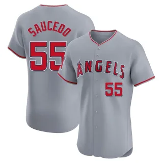 Elite Men's Tayler Saucedo Los Angeles Angels Road Jersey - Gray