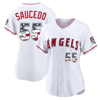 Limited Women's Tayler Saucedo Los Angeles Angels USA 250 Fourth Of July Stadium Jersey - White