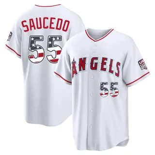 Limited Youth Tayler Saucedo Los Angeles Angels USA 250 Fourth Of July Stadium Jersey - White